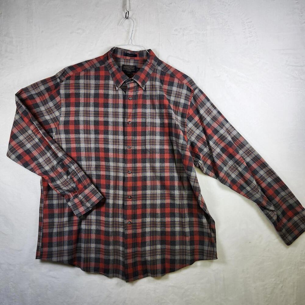 Pendleton Wool Landry Plaid Long Sleeve Button Down‎ Shirt Size 2XL
